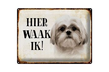 Panneau en étain avec inscription « Dutch Here Waak ik Shih Tzu », 40x30 cm, panneau décoratif 1