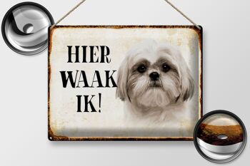 Panneau en étain avec inscription « Dutch Here Waak ik Shih Tzu », 40x30 cm, panneau décoratif 2