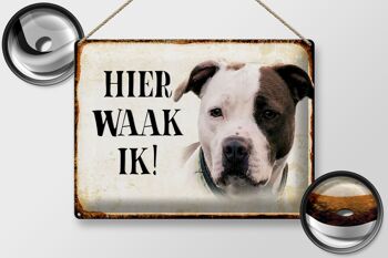 Plaque en tôle avec inscription « Dutch Here Waak ik American Pitbull Terrier » 40 x 30 cm 2