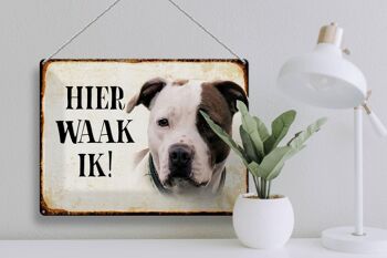 Plaque en tôle avec inscription « Dutch Here Waak ik American Pitbull Terrier » 40 x 30 cm 3