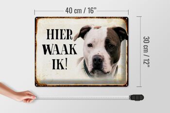 Plaque en tôle avec inscription « Dutch Here Waak ik American Pitbull Terrier » 40 x 30 cm 4