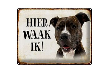 Panneau décoratif en étain avec inscription « Dutch Here Waak ik Pitbull Terrier », 40x30 cm 1