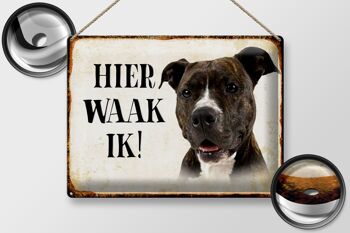Panneau décoratif en étain avec inscription « Dutch Here Waak ik Pitbull Terrier », 40x30 cm 2