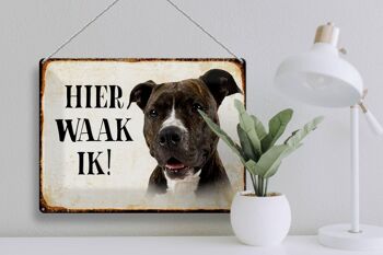 Panneau décoratif en étain avec inscription « Dutch Here Waak ik Pitbull Terrier », 40x30 cm 3