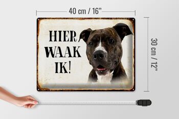 Panneau décoratif en étain avec inscription « Dutch Here Waak ik Pitbull Terrier », 40x30 cm 4