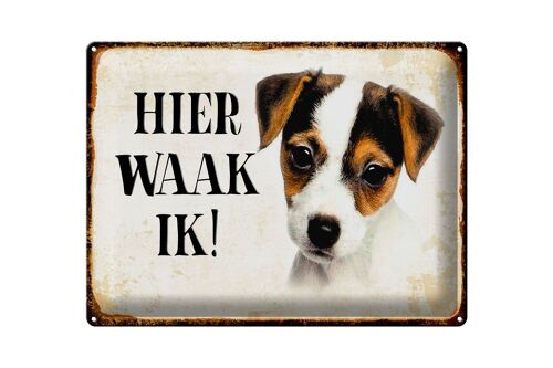 Blechschild Spruch 40x30 cm holländisch Hier Waak ik Jack Russell Terrier Puppy