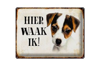 Plaque en tôle avec inscription « Dutch Here Waak ik Jack Russell Terrier Puppy » 40 x 30 cm 1