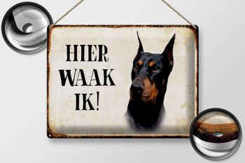 Panneau en étain avec inscription « Dutch Here Waak ik Dobermann », 40x30 cm, panneau décoratif 2