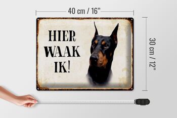 Panneau en étain avec inscription « Dutch Here Waak ik Dobermann », 40x30 cm, panneau décoratif 4