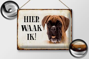 Panneau en étain avec inscription « Dutch Here Waak ik Boxer Dog », 40x30 cm, panneau décoratif 2
