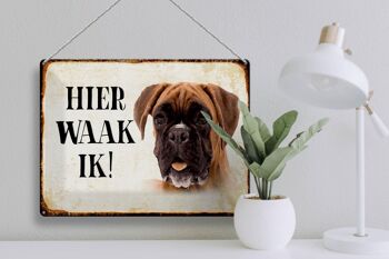 Panneau en étain avec inscription « Dutch Here Waak ik Boxer Dog », 40x30 cm, panneau décoratif 3