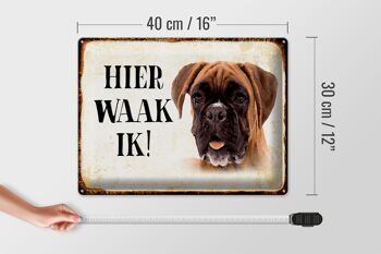 Panneau en étain avec inscription « Dutch Here Waak ik Boxer Dog », 40x30 cm, panneau décoratif 4