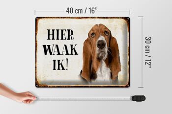 Panneau en étain avec inscription « Dutch Here Waak ik Bassett » en étain, 40x30 cm, panneau décoratif pour chien 4