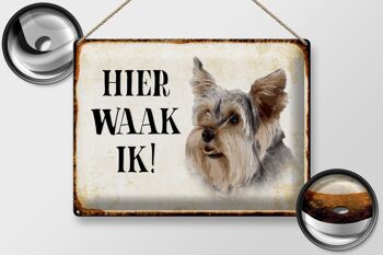 Panneau en étain avec inscription « Dutch Here Waak ik Yorkshire Terrier », décoration pour chien, 40x30 cm 2