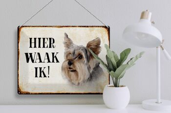 Panneau en étain avec inscription « Dutch Here Waak ik Yorkshire Terrier », décoration pour chien, 40x30 cm 3