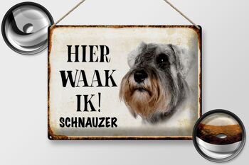 Panneau en étain avec inscription « Dutch Here Waak ik Schnauzer dog », panneau décoratif en étain, 40x30 cm 2