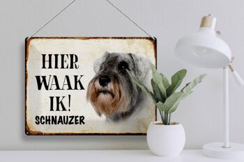 Panneau en étain avec inscription « Dutch Here Waak ik Schnauzer dog », panneau décoratif en étain, 40x30 cm 3