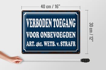 Panneau en tôle 40x30 cm, néerlandais, Verboden toegang, accès interdit, décoration 4