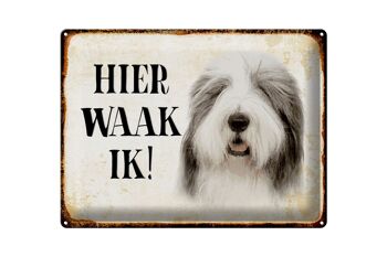 Panneau en étain avec inscription « Dutch Here Waak ik Bobtail Dog », 40x30 cm, panneau décoratif 1