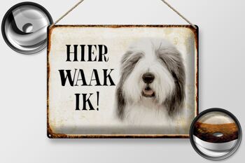 Panneau en étain avec inscription « Dutch Here Waak ik Bobtail Dog », 40x30 cm, panneau décoratif 2