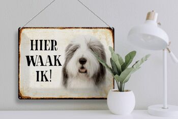 Panneau en étain avec inscription « Dutch Here Waak ik Bobtail Dog », 40x30 cm, panneau décoratif 3