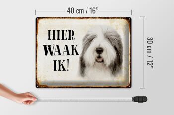 Panneau en étain avec inscription « Dutch Here Waak ik Bobtail Dog », 40x30 cm, panneau décoratif 4