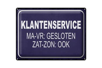 Signe en étain note 40x30 cm, signe néerlandais Klantenservice MA-VR Gesloten 1