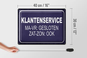 Signe en étain note 40x30 cm, signe néerlandais Klantenservice MA-VR Gesloten 4