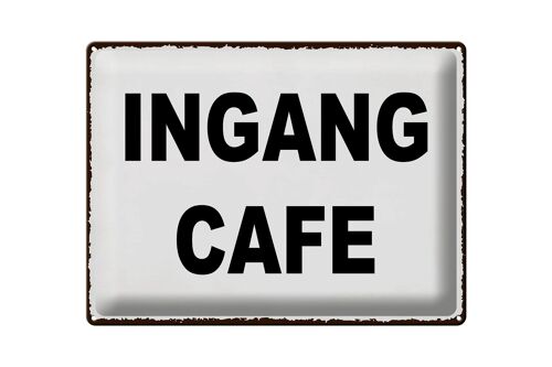 Blechschild Hinweis 40x30 cm holländisch Ingang Cafe Deko Schild