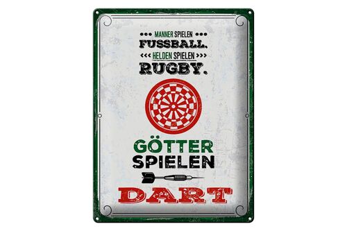 Blechschild Spruch 30x40 cm Männer Fußball Helden Rugby Götter Dart Deko Schild
