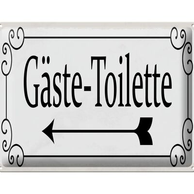 Blechschild Hinweis 40x30 cm Gäste-Toilette links Pfeil Deko Schild