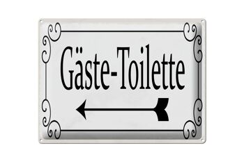 Signe en étain note 40x30 cm toilettes invités flèche gauche signe décoratif 1