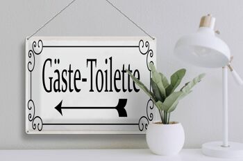 Signe en étain note 40x30 cm toilettes invités flèche gauche signe décoratif 3