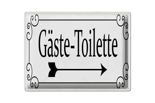 Blechschild Hinweis 40x30 cm Gäste-Toilette rechts Pfeil Deko Schild