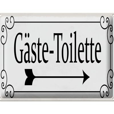 Blechschild Hinweis 40x30 cm Gäste-Toilette rechts Pfeil Deko Schild