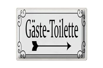 Signe en étain note 40x30 cm toilettes invités flèche droite signe décoratif 1