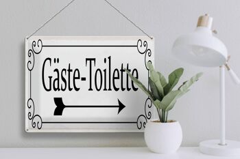 Signe en étain note 40x30 cm toilettes invités flèche droite signe décoratif 3