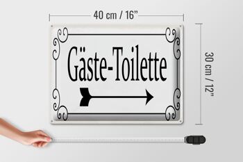 Signe en étain note 40x30 cm toilettes invités flèche droite signe décoratif 4