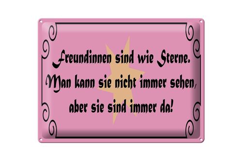 Blechschild Spruch 40x30 cm Freundinnen wie Sterne immer da Deko Schild