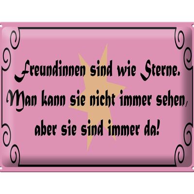 Blechschild Spruch 40x30 cm Freundinnen wie Sterne immer da Deko Schild