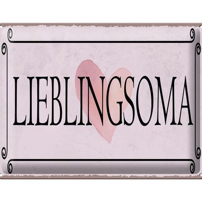 Blechschild Hinweis 40x30 cm Lieblingsoma Herz Geschenk Deko Schild