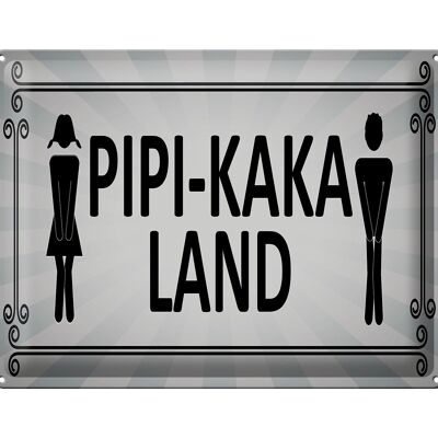 Cartel de chapa aviso 40x30 cm Pipi-Kaka Land cartel decorativo de baño
