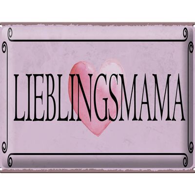 Letrero de hojalata con nota, 40x30 cm, signo decorativo de regalo con corazón de mamá favorita