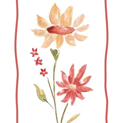 Carte postale - Carte vierge à fleurs roses