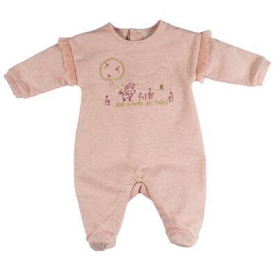 Pink newborn romper with ruffle detail Ref: 77108