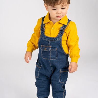 Baby-Overall aus dunklem Denim mit Taschen Ref: 83024