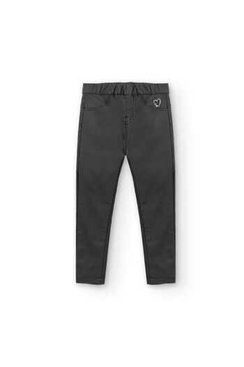 Pantalon fille noir avec détail coeur 4