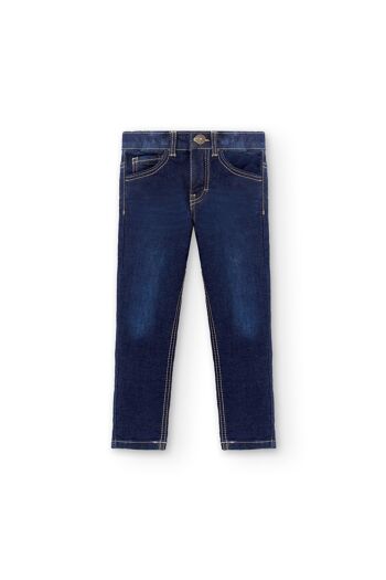 Pantalon garçon en denim bleu Réf : 83108 8