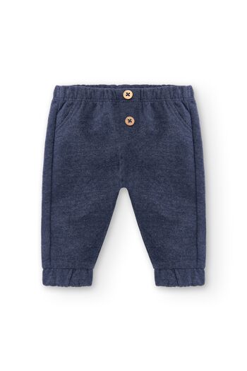 Pantalon nouveau-né marine à boutons Réf : 83150 2