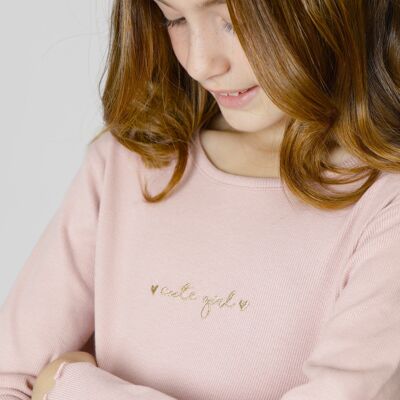 T-shirt da bambina rosa Basic Message Rif: 83051